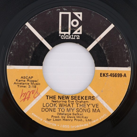 The New Seekers - Look What They've Done To My Song Ma - 45 rpm Vinyl 7" Record - Picture 1 of 6